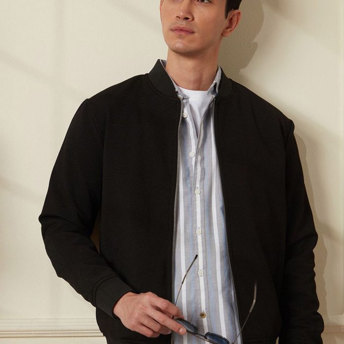 Men Checked Nylon Open Front Jacket